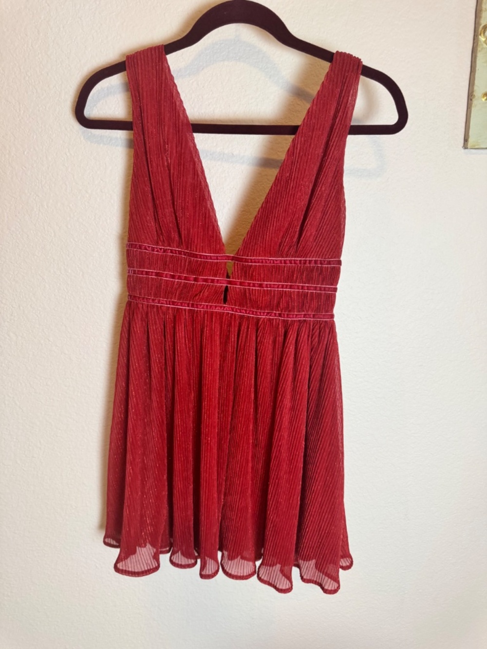 Homecoming NWT Smokeshow Red Burguny Metallic Mini Dress XS